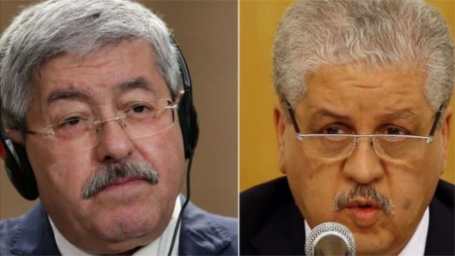 رئيسا الوزراء الجزائريين أحمد أويحيى (يسارا) وعبد المالك سلال (يمينا)