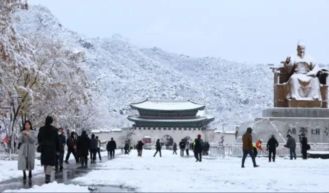 눈 덮힌 광화문 광장