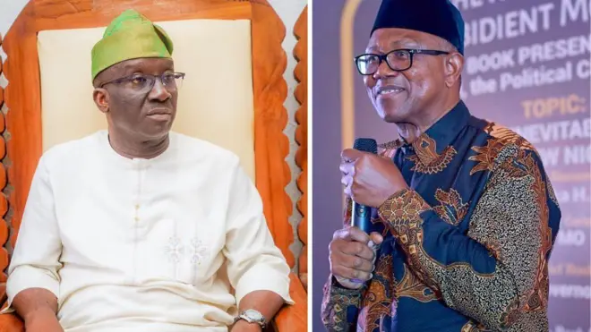 Collage of Edo state govnor Monday Okpebholo and Peter Obi