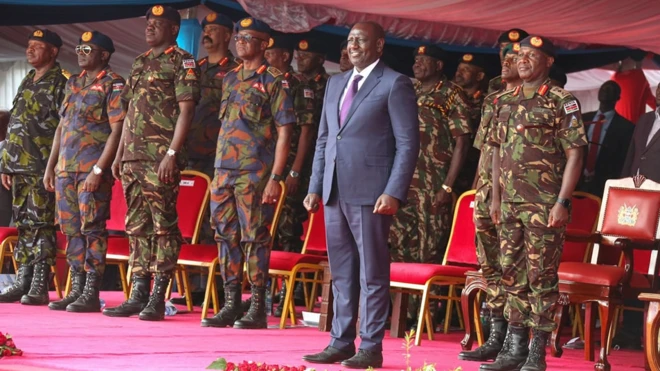 Ruto iyo saraakiisha militeria
