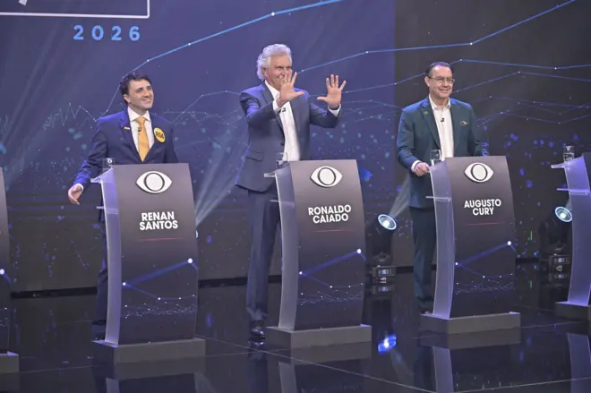 Caiado, Renan e Cury no debate da Band