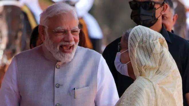 বাংলাদেশের প্রধানমন্ত্রী শেখ হাসিনা ও ভারতের প্রধানমন্ত্রী নরেন্দ্র মোদী