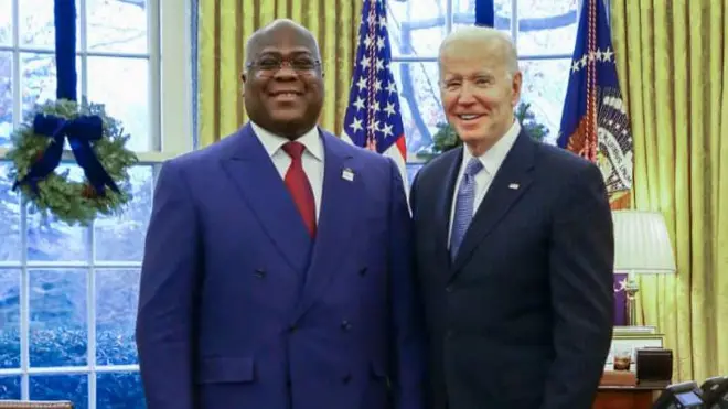 Felix Tshisekedi na Joe Biden i Washington