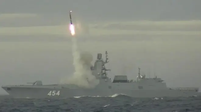 Пуск "Циркону" з фрегата "Адмірал Горшков" у Баренцевому морі у травні 2022 року