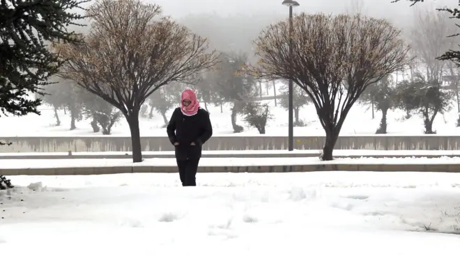 ثلوج في العاصمة الأردنية عمان في 2015