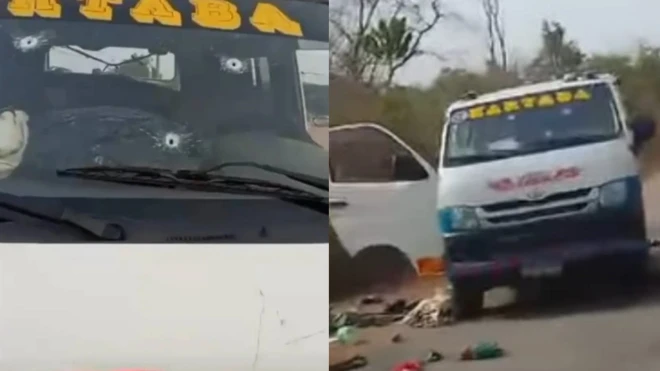 Ọkọ akero tawọn ajinigbe ṣe ikọlu si, oju ọta wa lara rẹ