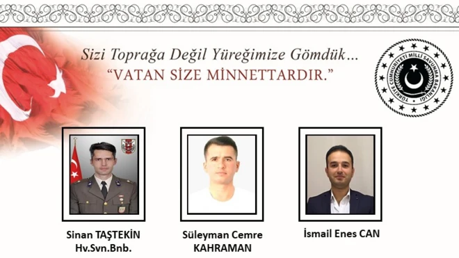 Kazada hayatını kaybeden üç kişinin isimleri ve fotoğrafları yer alıyor