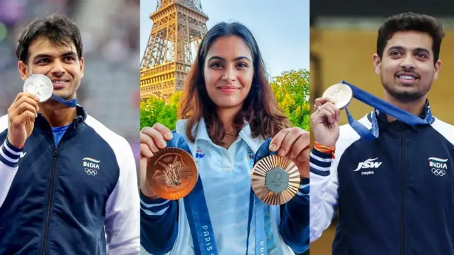 नीरज चोप्रा, मनू भाकर आणि स्वप्निल कुसाळे