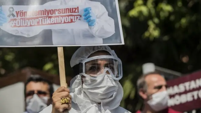 TTB'nin 'Yönetemiyorsunuz, Tükeniyoruz' eyleminden bir fotoğraf (15 Eylül 2020)