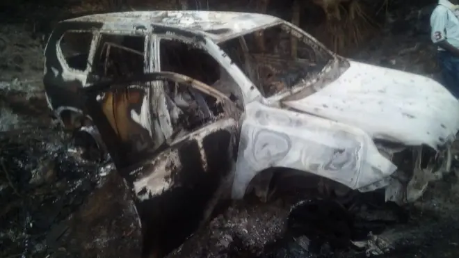 Así quedó el vehículo en el que acribillaron a Karina García.