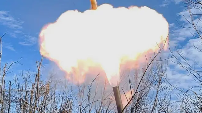 Артиллерия войск самопровозглашенной ДНР у Бахмута