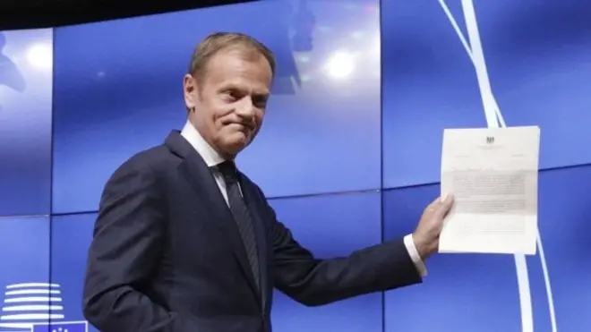 له اروپايي ټولنې د وتلو رسمي غوښتنلیک د ډونلډ ټوسک په لاس کې