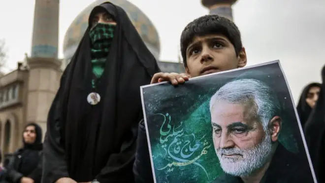 Warga Iran turut dalam demonstrasi menentang AS menyusul pembunuhan Qasem Soleimani.
