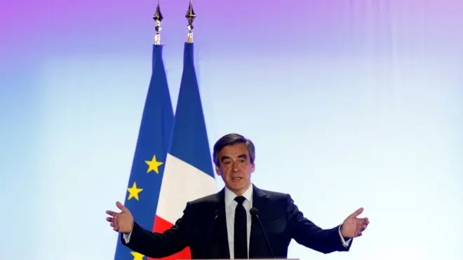 Останні опитування громадської думки показують, що пан Фійон програє у першому турі президентських виборів 23 квітня, посівши третє місце.