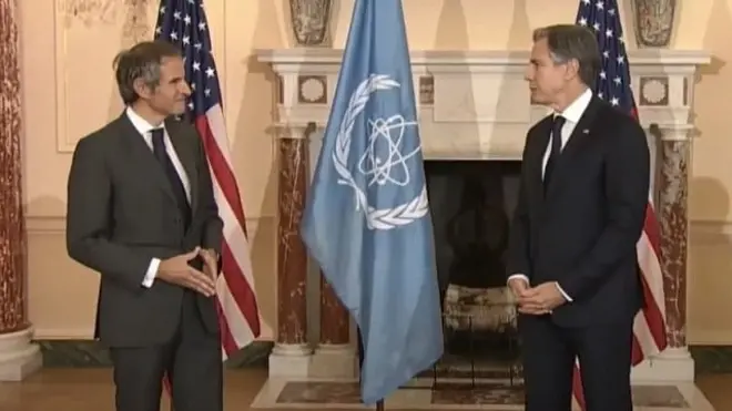 آنتونی بلینکن و رافائل گروسی در واشنگتن