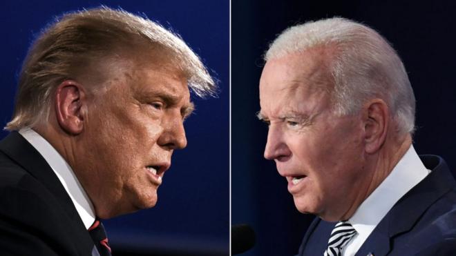 Trump and Biden debatiing