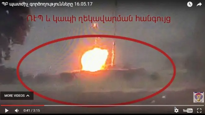 Tanınmamış "Dağlıq Qarabaq Respublikasının" müdafiə nazirliyinin dərc etdiyi videodan görüntü.