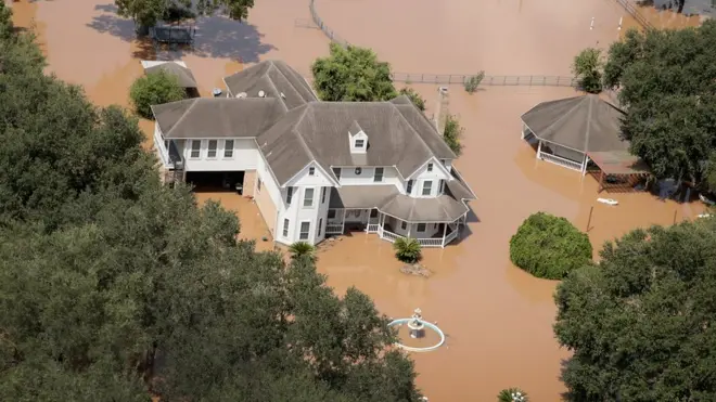 Harvey cause plenty destructions and flooding .