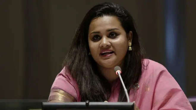 Ms. Wickramanayake dey talk for di 72nd United Nations General Assembly in New York on top how dem fit stop violence against women and girls on 20 September 2017.