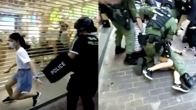 경찰은 12세 소녀를 쫓아가 바닥에 쓰러뜨리고 몸을 짓눌렀다