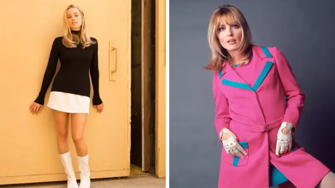 Margot Robbie interpreta a Sharon Tate, que aparece fotografiada a la derecha, en 1967. Tate estaba embarazada de 8 meses cuando fue asesinada por el clan de Charles Manson.