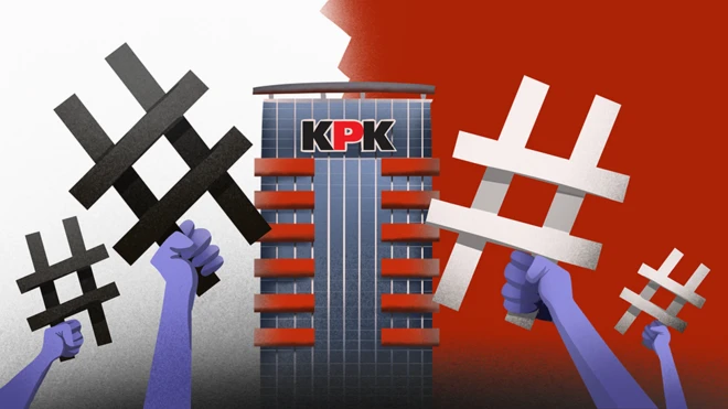 Ilustrasi perang tagar KPK