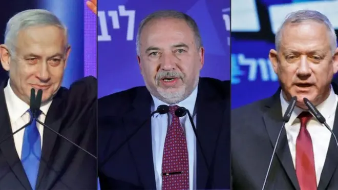 غانتس ليبرمان ونتنياهو