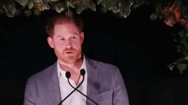 Prince Harry speaking on Sunday evening