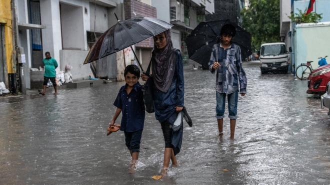 馬爾代夫首都馬累街道淹水（資料圖片）