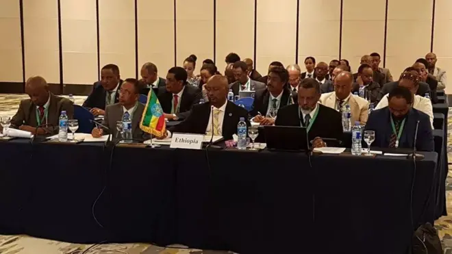 Wal gahii ministeroota bishaanii Itoophiyaa, Sudaan fi Gibtsi Finfinneetti taa'ame Amajji 8 fi 9, 2020.