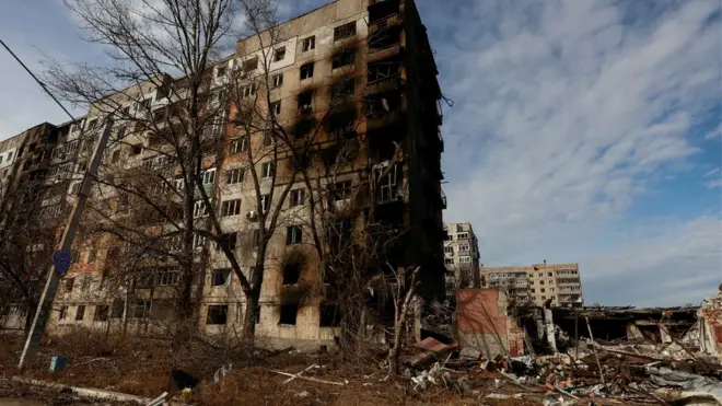 Jedna od uništenih zgrada u Avdejevki