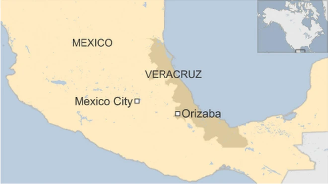 A map showing Veracruz state in Mexico
