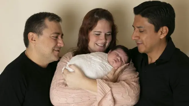 Marissa Muzzell gave birth to a baby girl for Jesus and Julio, a same-sex couple living in Madrid. The intended parents provided an embryo created in a lab from a donated egg and one of the fathers' sperm