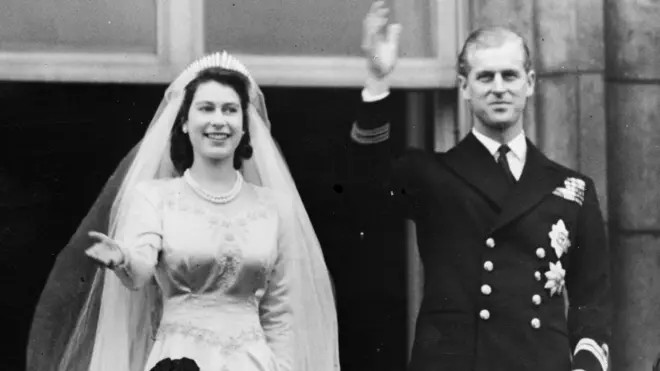 Елизавета и Филип в день свадьбы