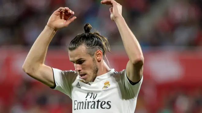 Gareth Bale celebrates scoring for Real Madrid