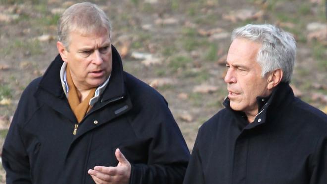 Prince Andrew and Jeffrey Epstein pictured taking a stroll in New York's Central Park