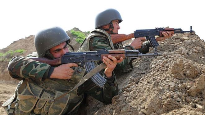 Азербайджанские военные в Тартарском районе, апрель 2020 года