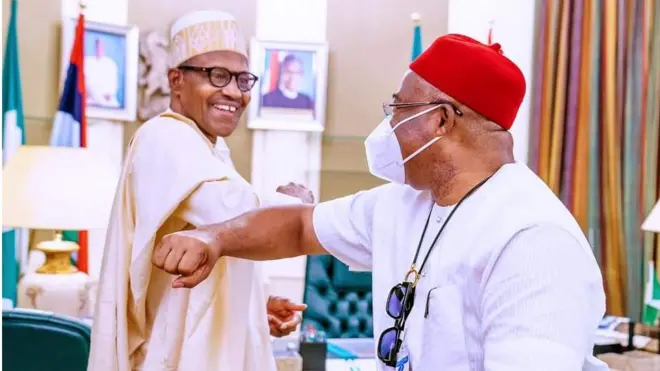 Nigeria President Muhammadu Buhari, Imo State Govnor Hope Uzodimma