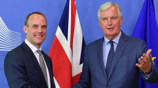 Dominic Raab and Michel Barnier