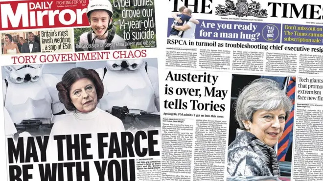 英国媒体周二（6月13日）报道首相特里莎·梅向保守党议员道歉，为大选结果承担全部责任。