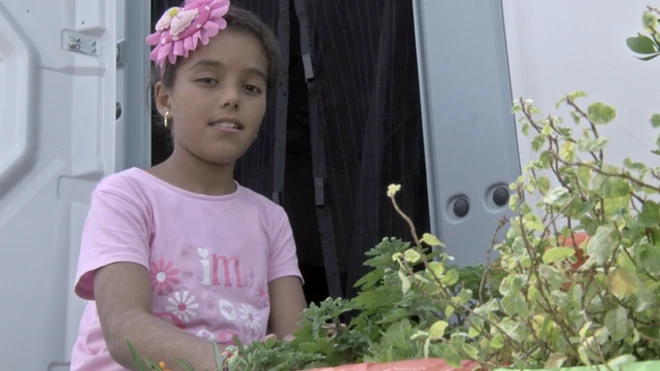 Girl at Kara Tepe camp
