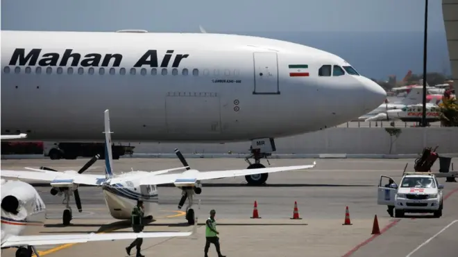 O avião da Mahan Air chegou ao aeroporto Simón Bolívar, que serve Caracas, por volta do meio-diaroleta relâmpago betanosegunda-feira