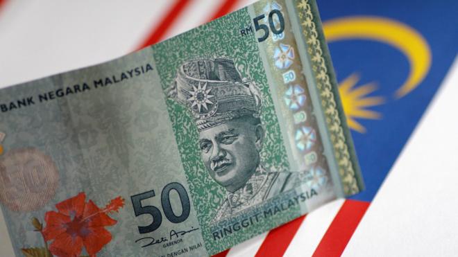 馬來西亞令吉鈔票與國旗