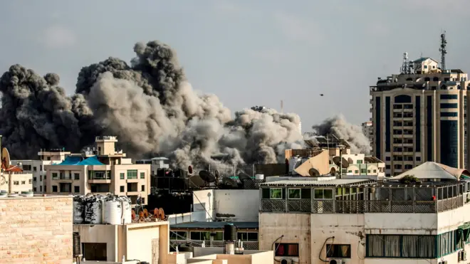 Smoke rising from Gaza City - 14 July