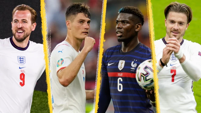 Harry Kane, Patrik Schick, Paul Pogba na Jack Grealish
