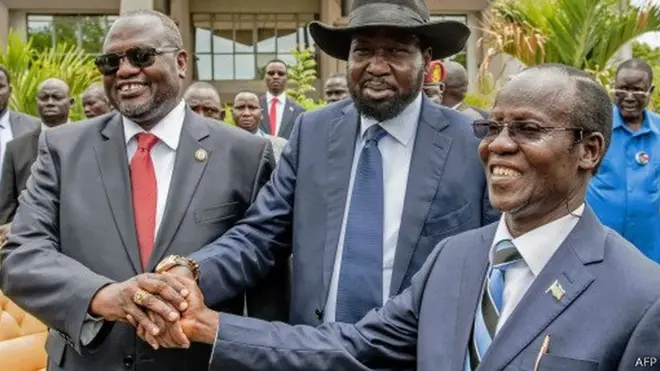 madaxweynaha iyo hogaamiyaha mucaaradka ee South Sudan