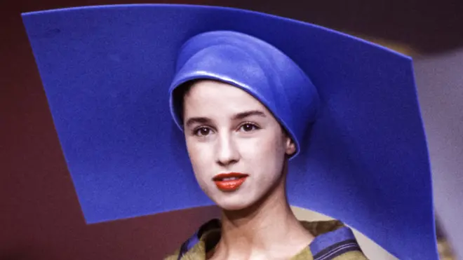 A model at Issey Miyake's fashion show in Paris in 1987