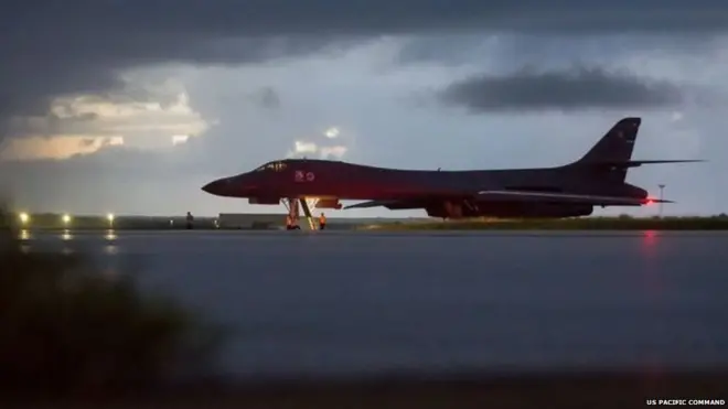 The bombers staged a show of force close to North Korea's east coast