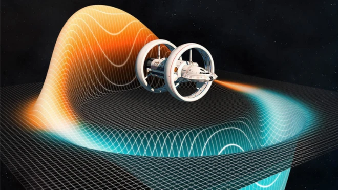 ภาพจำลองวอร์ปไดรฟ์ตามแนวคิดของ มิเกล อัลคูเบียร์ นักฟิสิกส์ชาวเม็กซิกัน