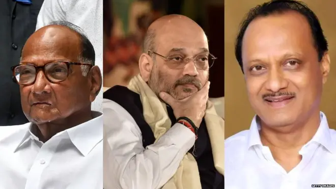 शरद पवार, अमित शाह, अजित पवार
